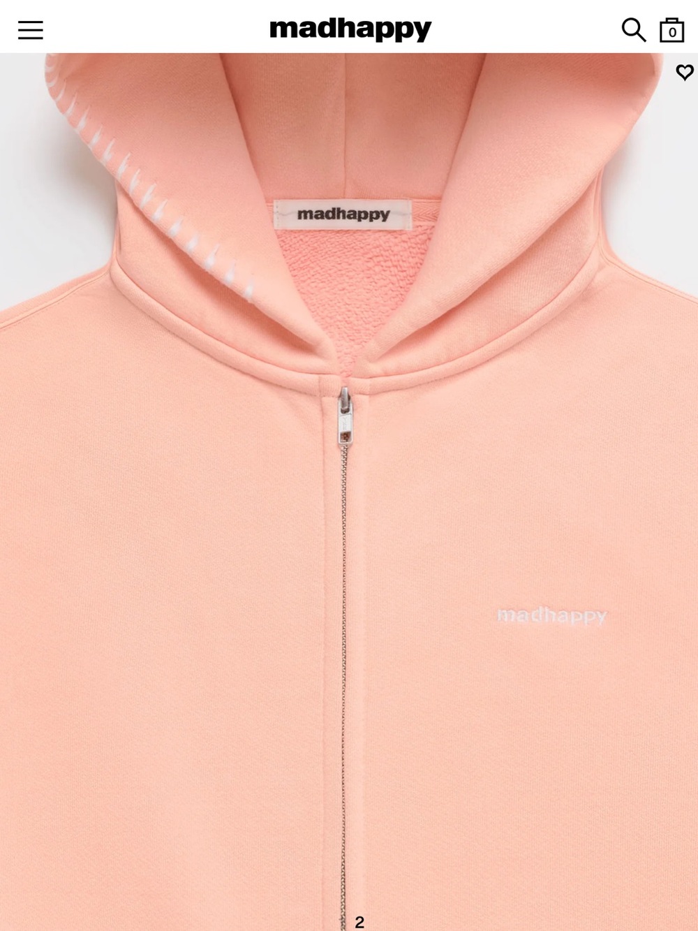 NWT Madhappy Classics Fleece Zip Up Hoodie - Soft Tangerine sz M - Picture 2 of 3